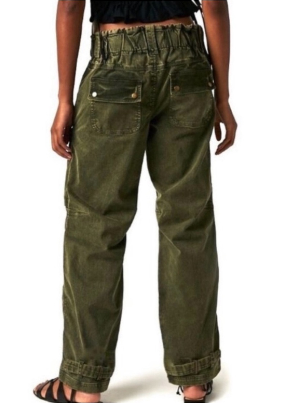 We the Free Can’t Compare Slouch Olive Green Mineral Washed Cargo Pant Utility S - Picture 11 of 16